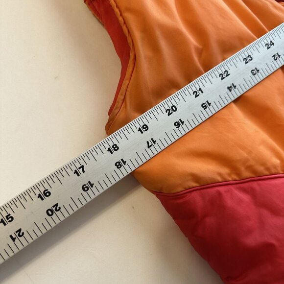 Vtg Chevron Colorblock Puffer Vest Red Orange Yellow Insulated Retro 70s Small - Picture 5 of 11